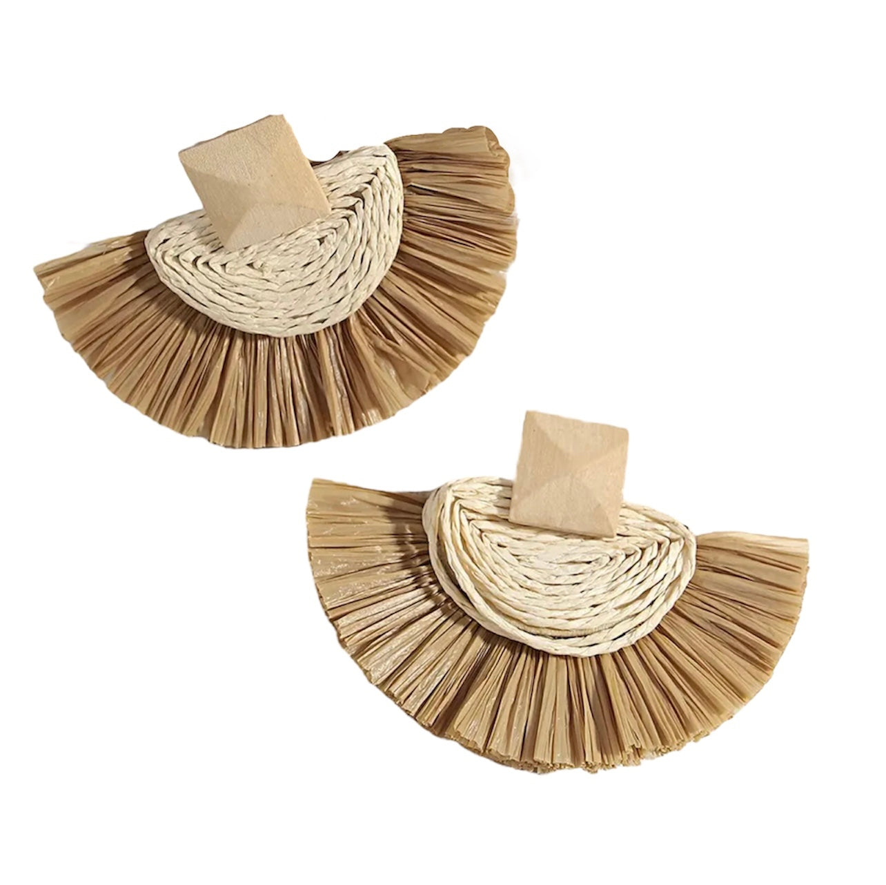 Abanico de Rafia con cubo de madera