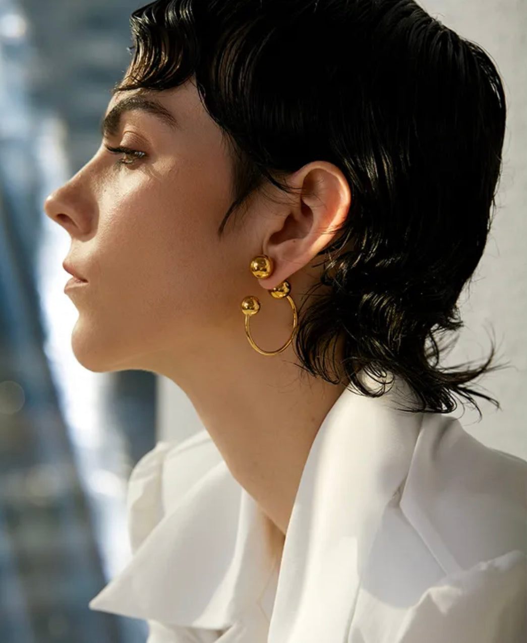 Three Beads Hoops x 2