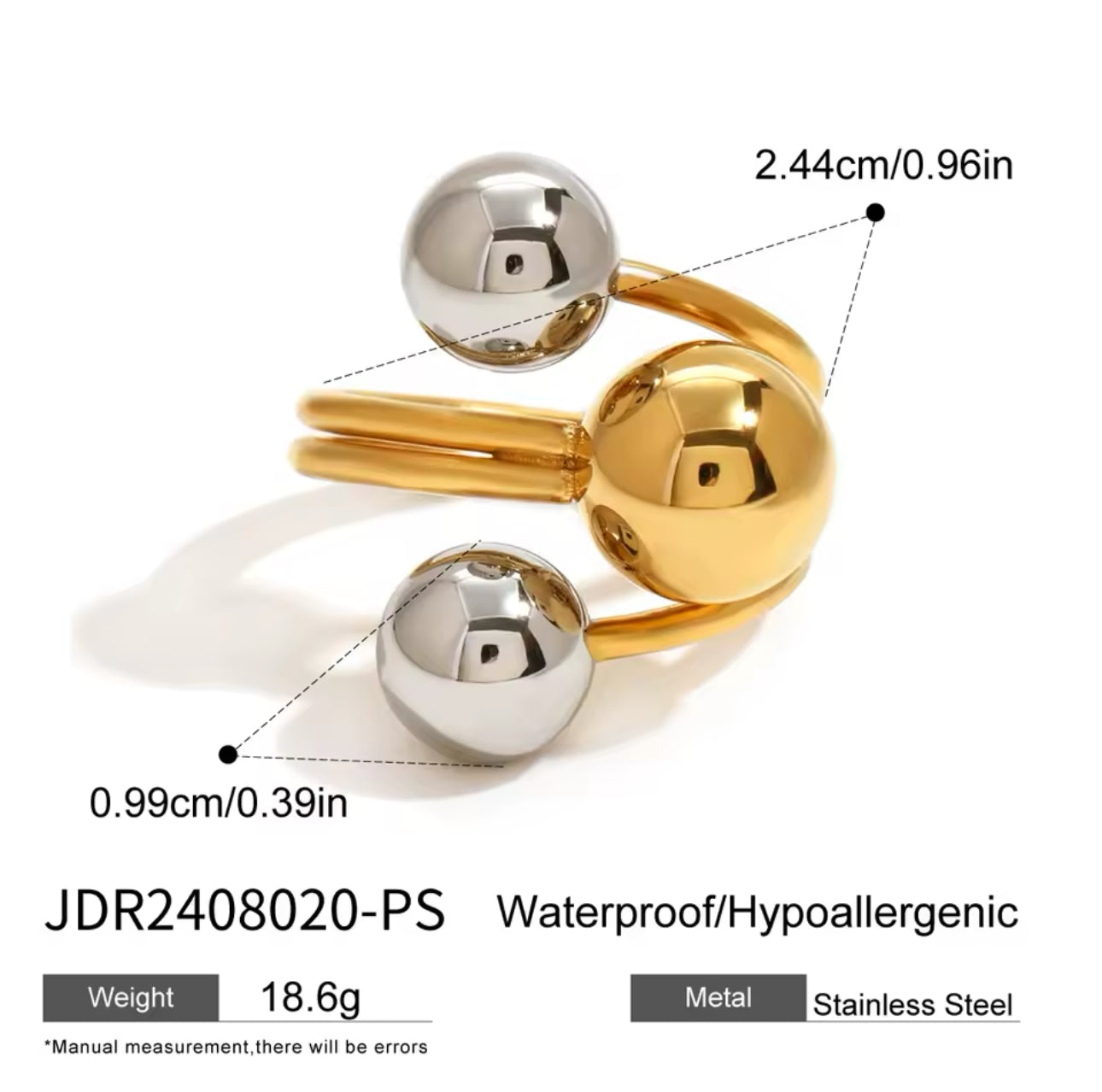 Anillo 3 Beads Mix