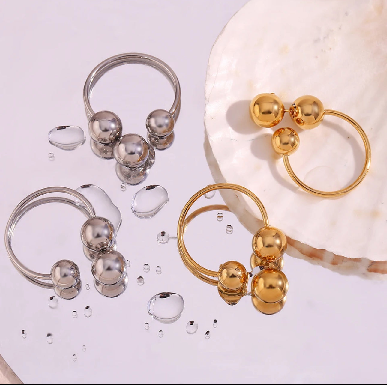 Three Beads Hoops x 2