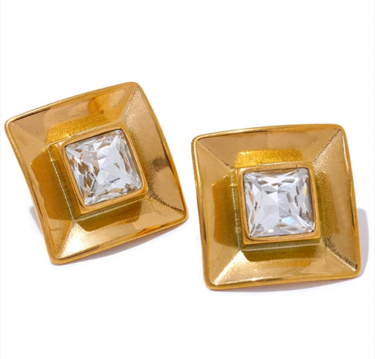 Crystal Square Studs