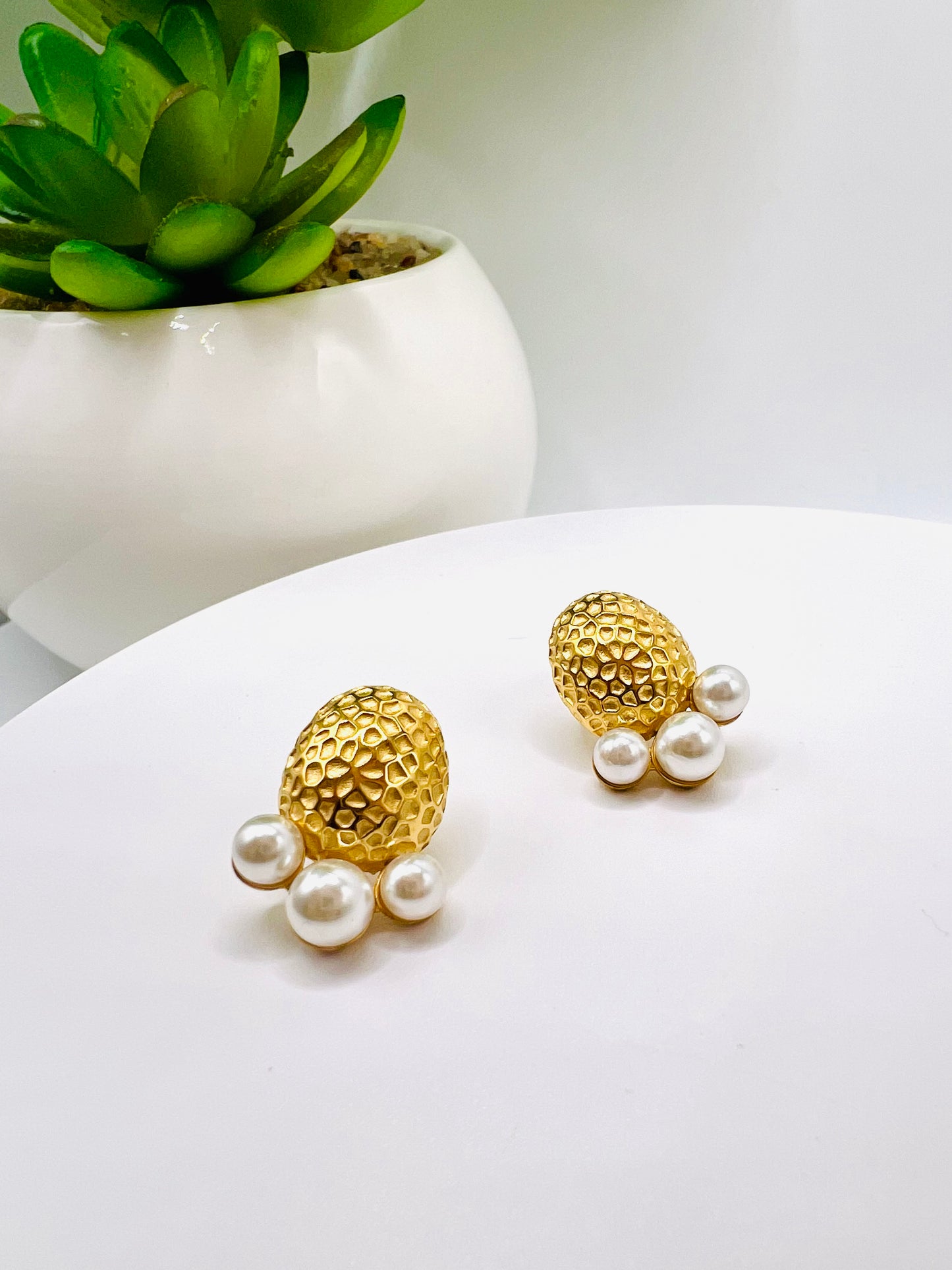 Three Pearls Studs